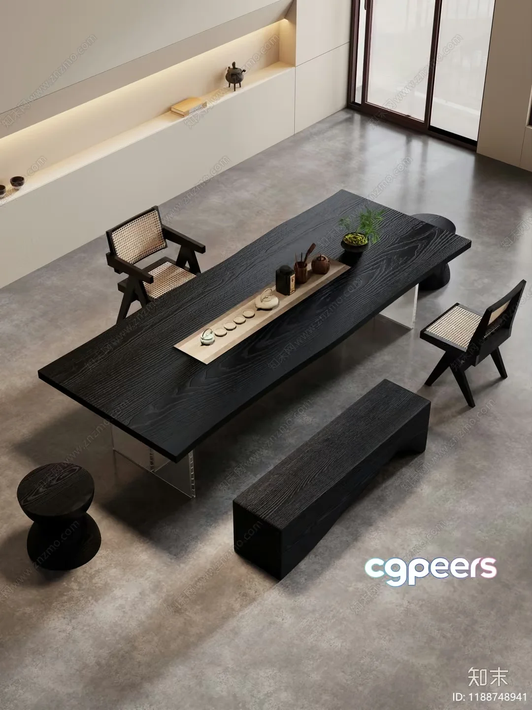 Modern Minimalist Table And Chairs 3D Model – 6132 – VRAY Render