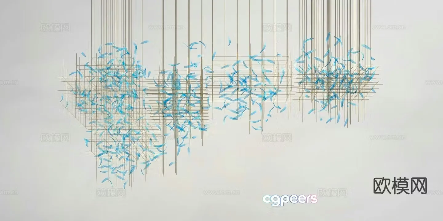 Modern feather chandelier decorative lamp 3d model