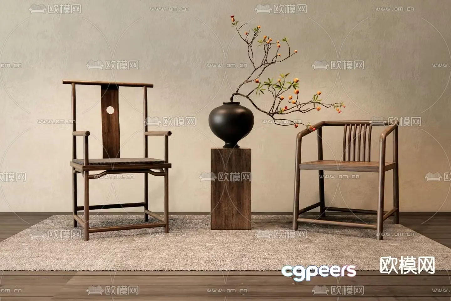 New Chinese style chair dining chair table 3d model