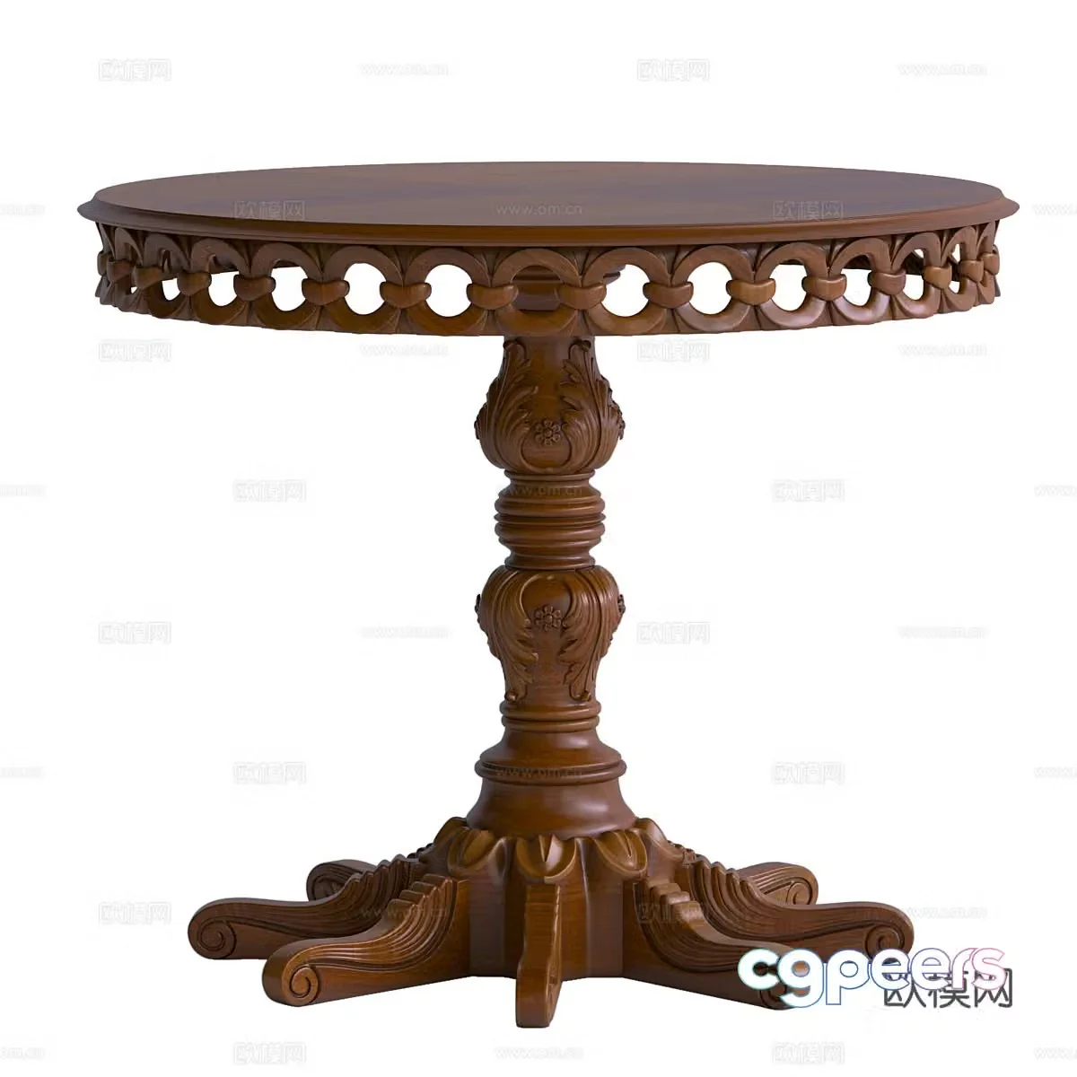 American retro solid wood round dining table 3d model