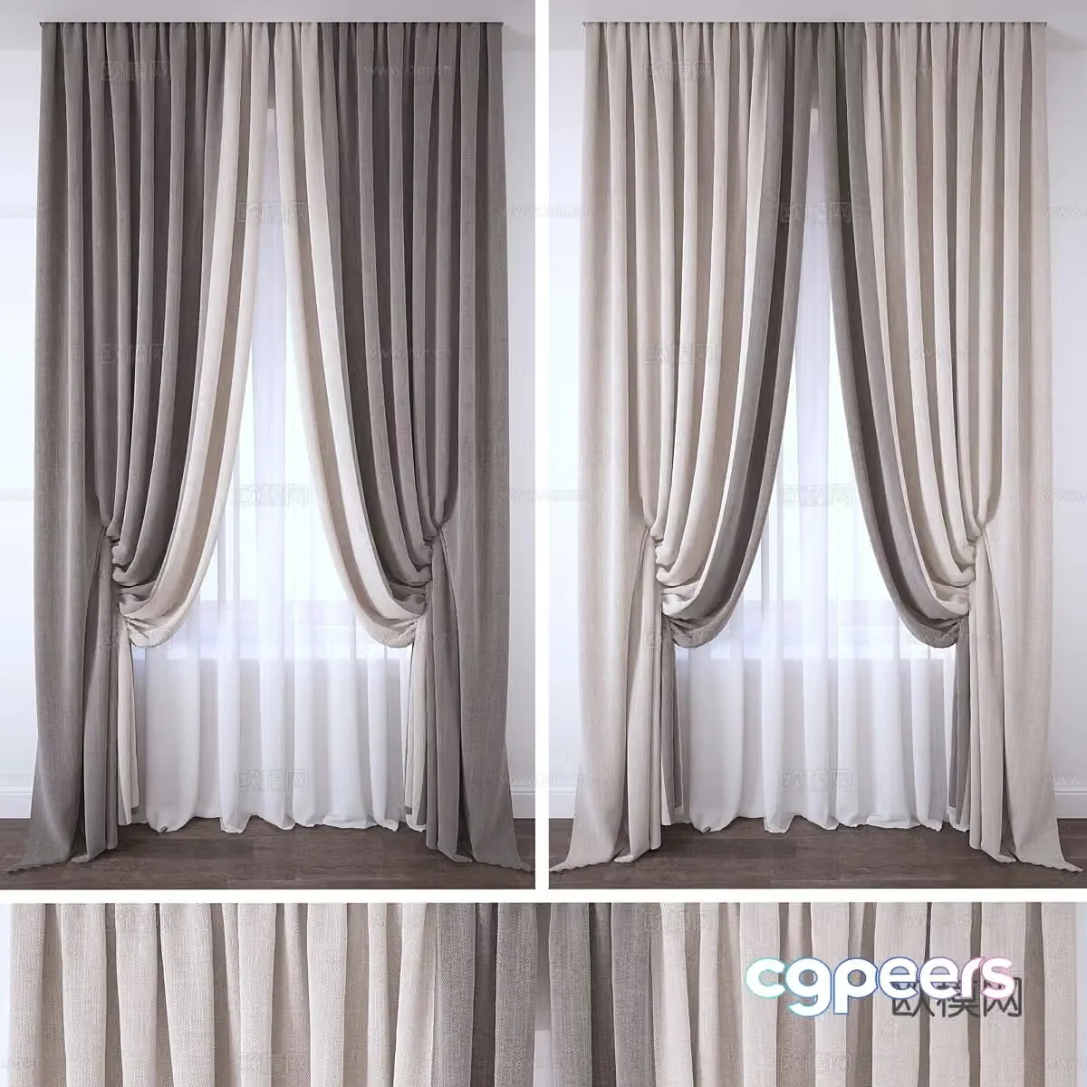 New Chinese style fabric curtain 3D model