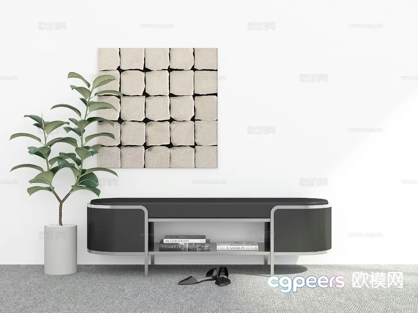 Modern stool bench shoe changing stool 3d model