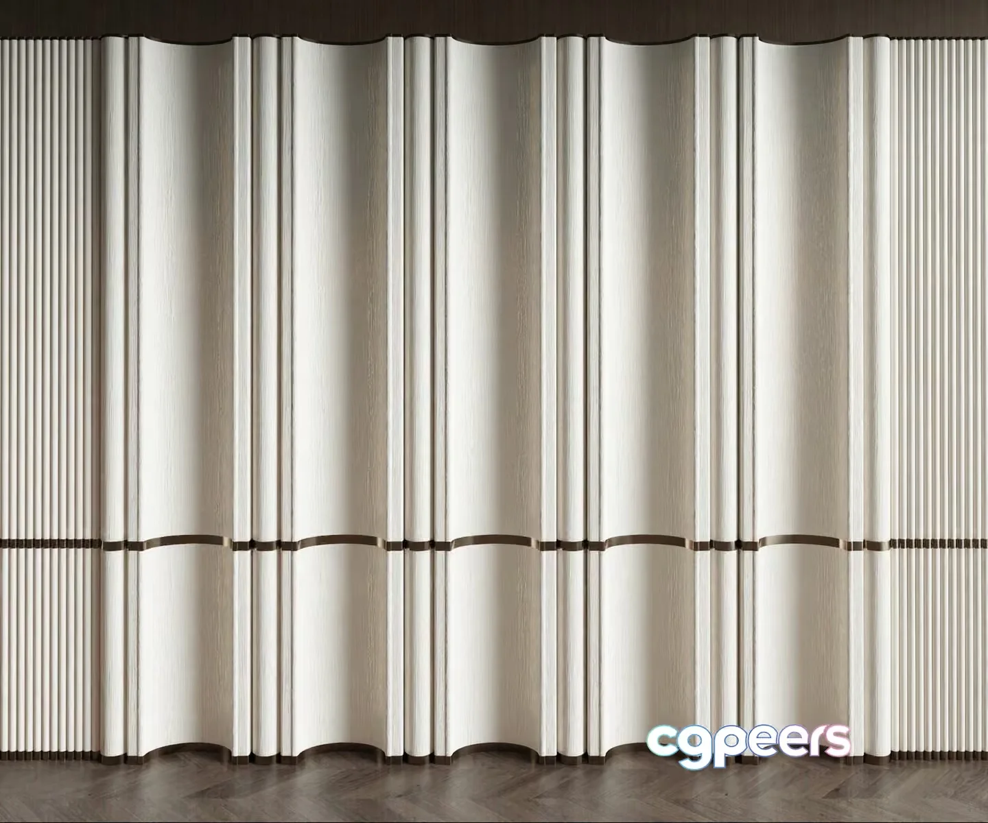A Room Divider With A White Curtain 3D Model – 23729 – VRAY Render