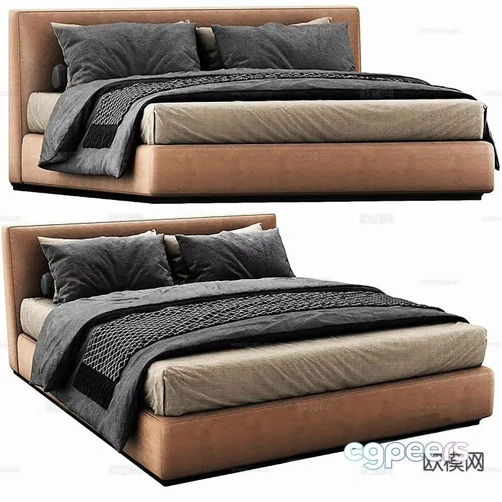 Modern double bed 3d model