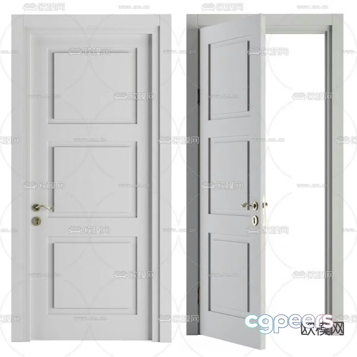 Modern single-open door swing door 3D model