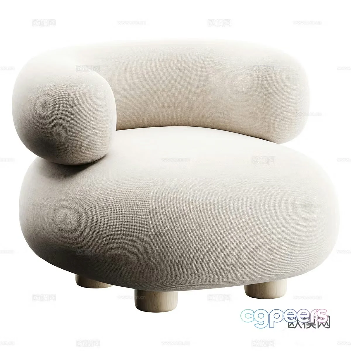 Modern cream style casual sofa 3d model