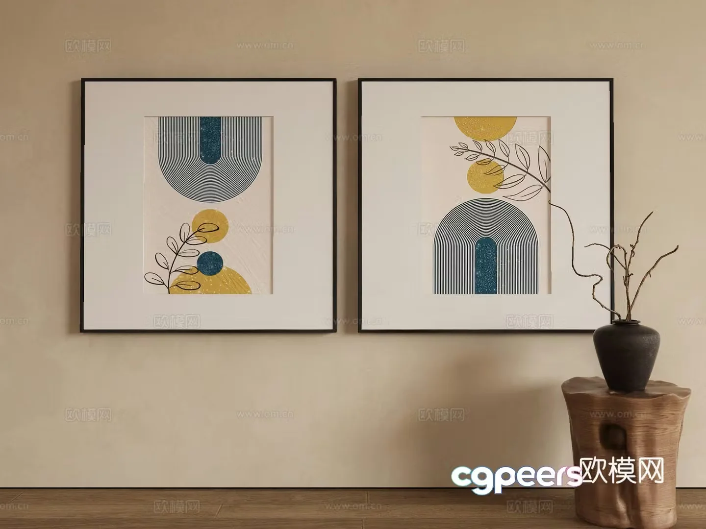 Modern texture painting decorative painting 3d model