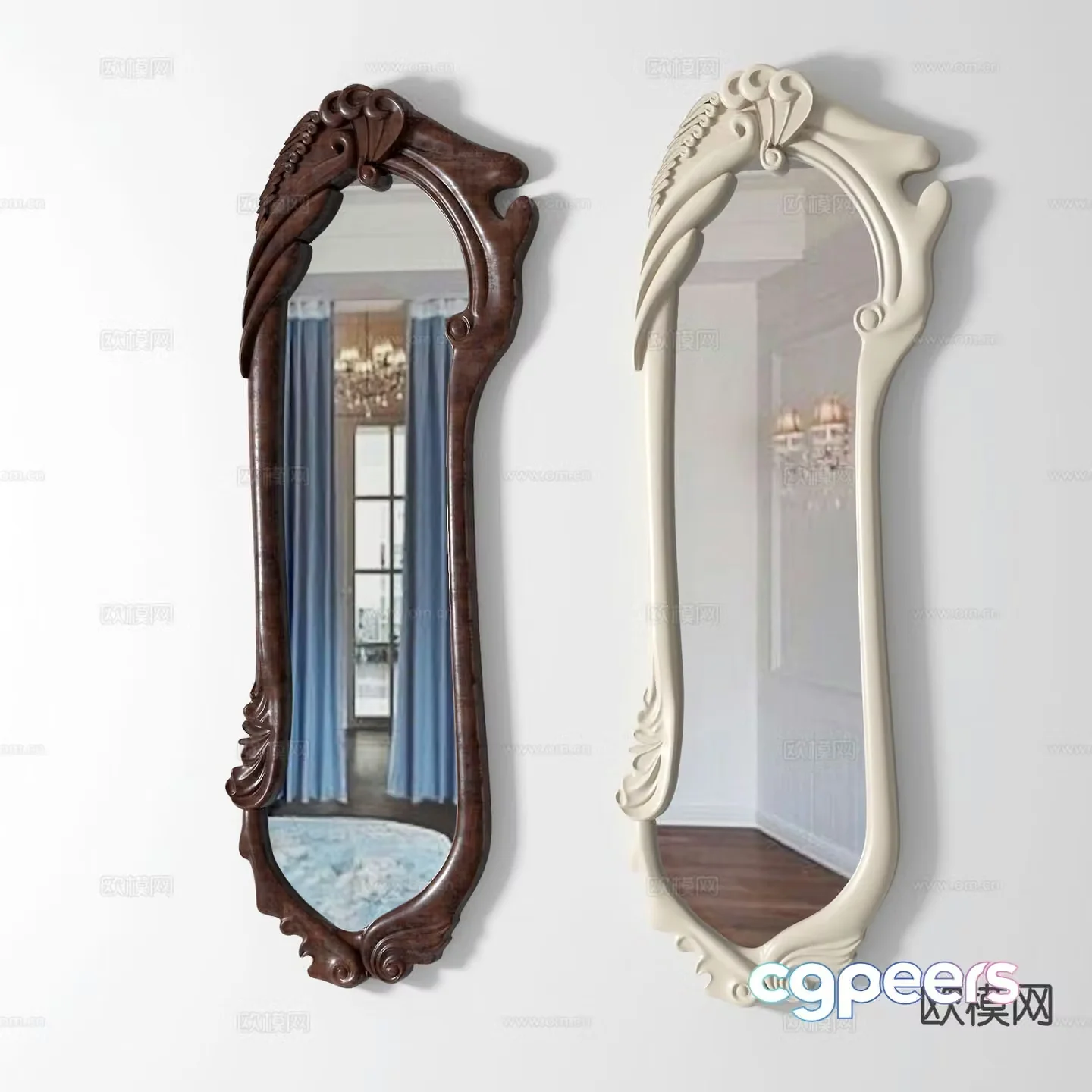 European classical mirror decorative mirror 3d model