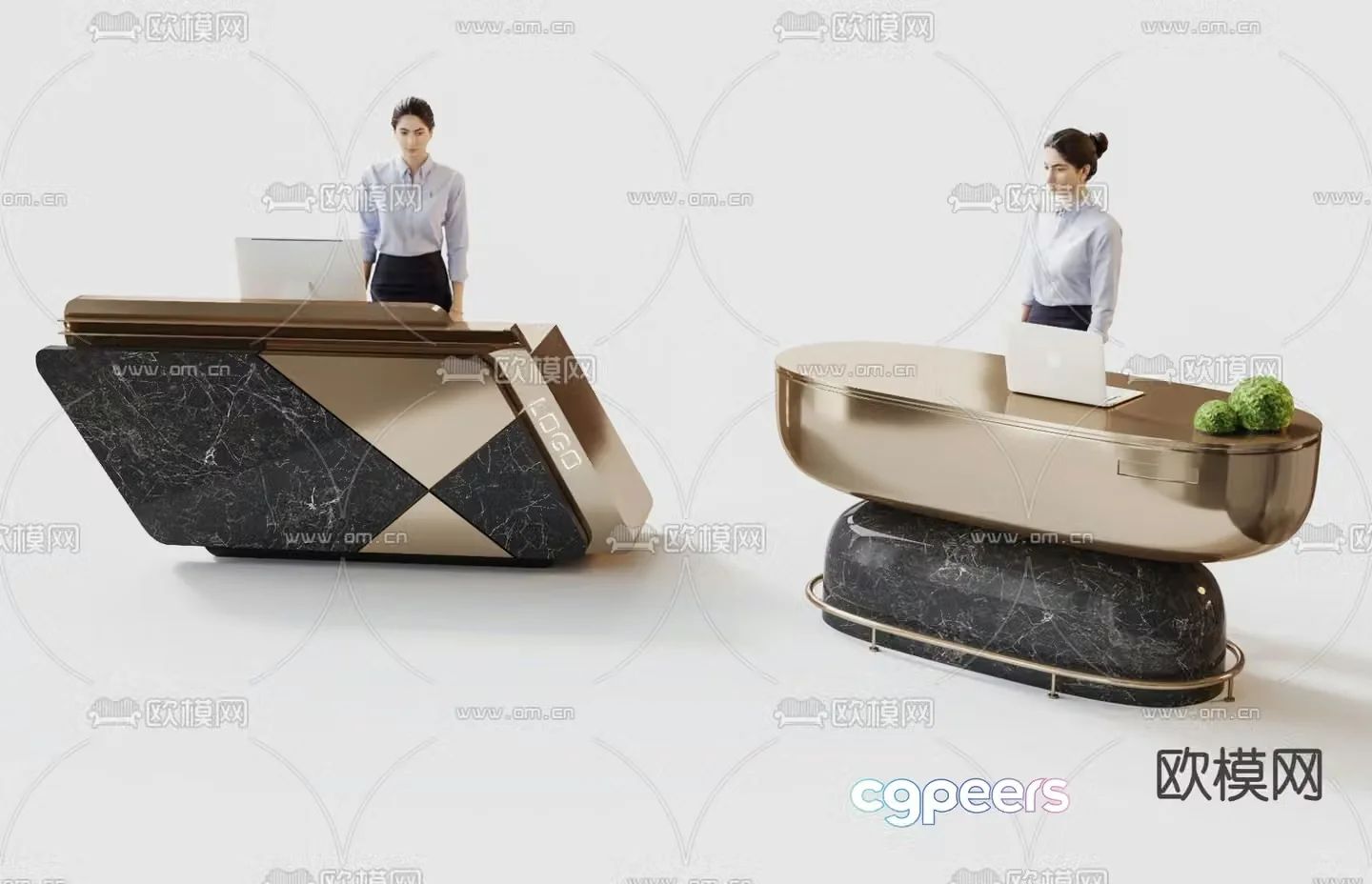 Reception desk front desk information desk 3d model