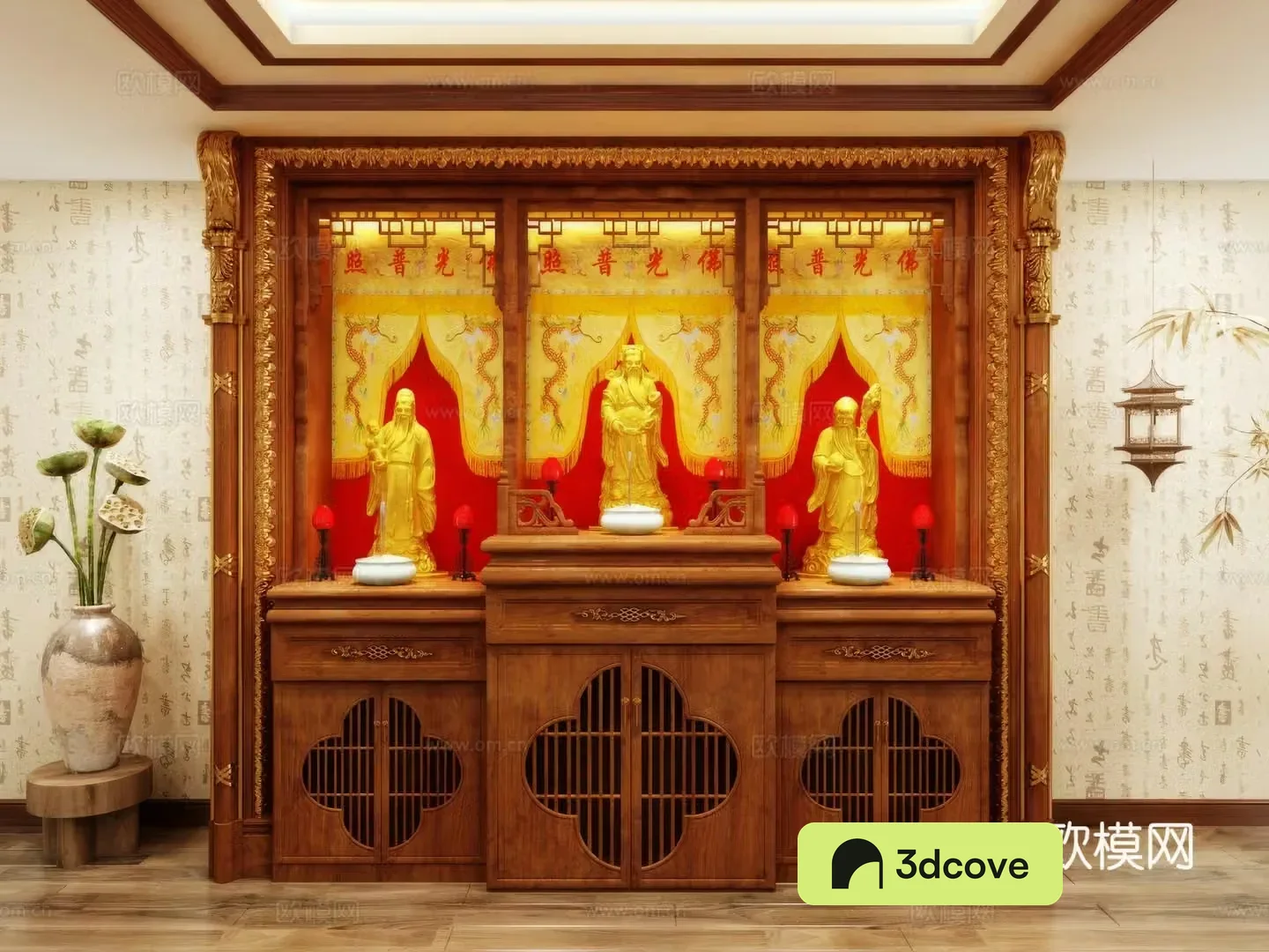 Buddha niche shrine hostel incense stove candle holder