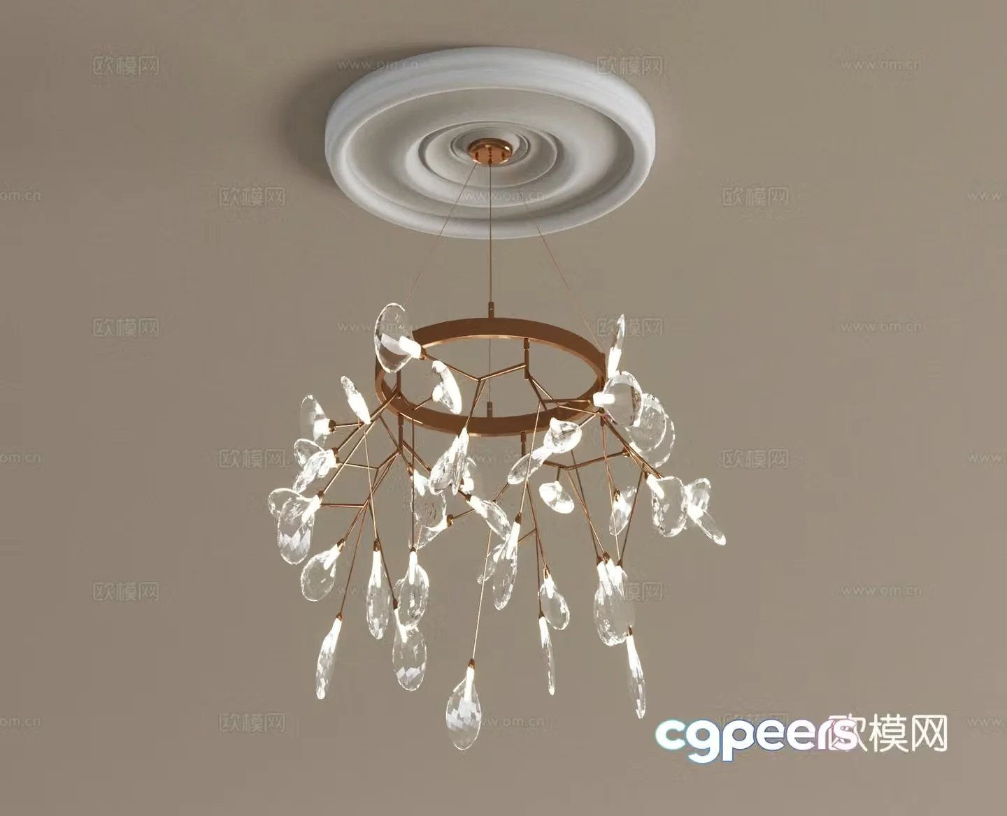 French Creamy Chandelier 3d Model