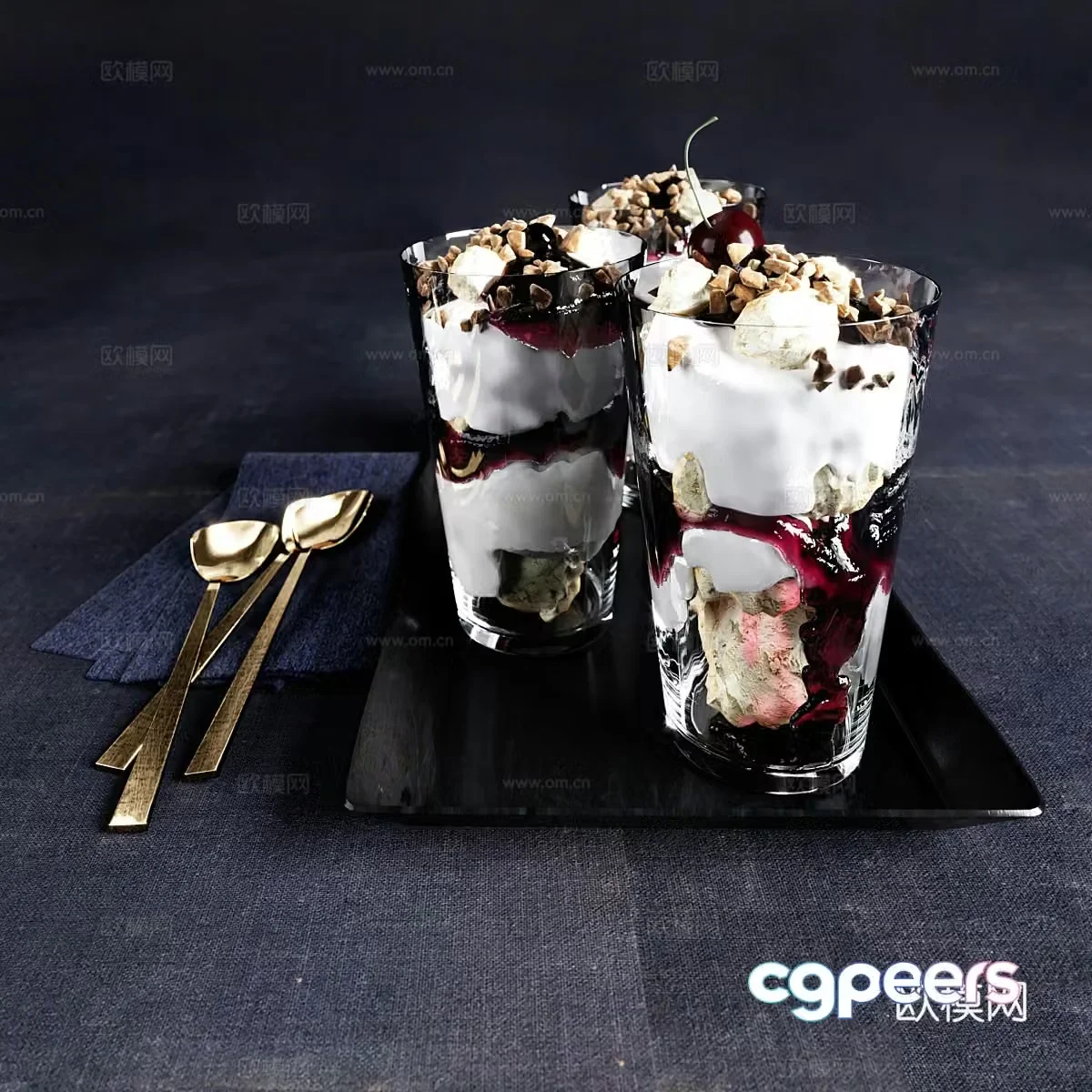 gourmet dessert ice cream 3d model