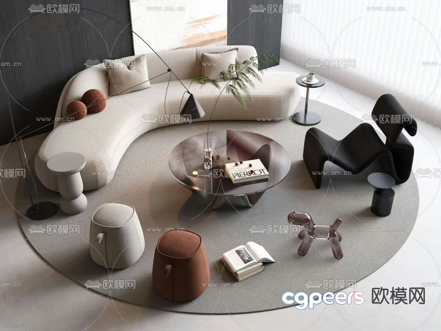Modern modular sofa curved sofa 3d model