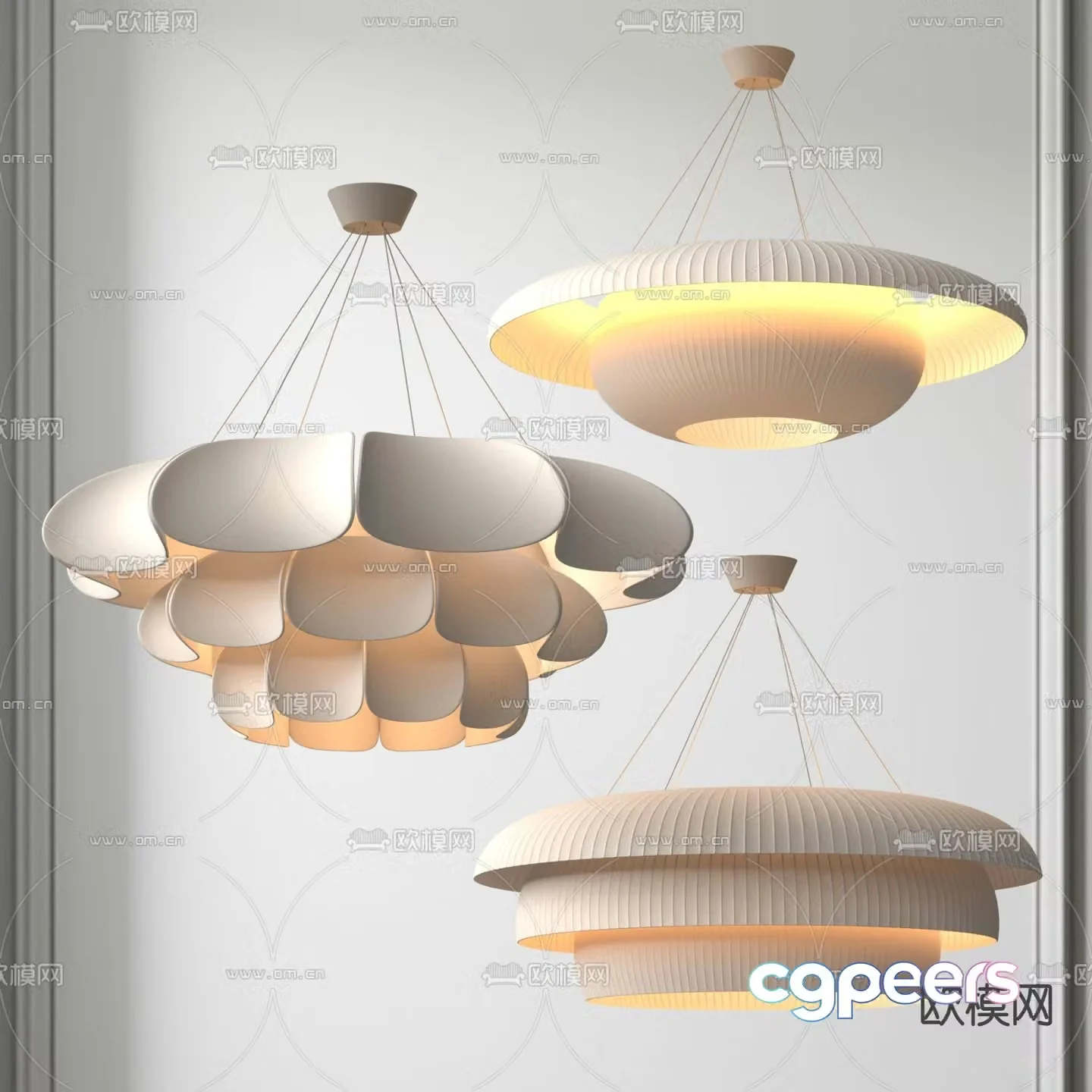 Cream style chandelier restaurant chandelier 3d model
