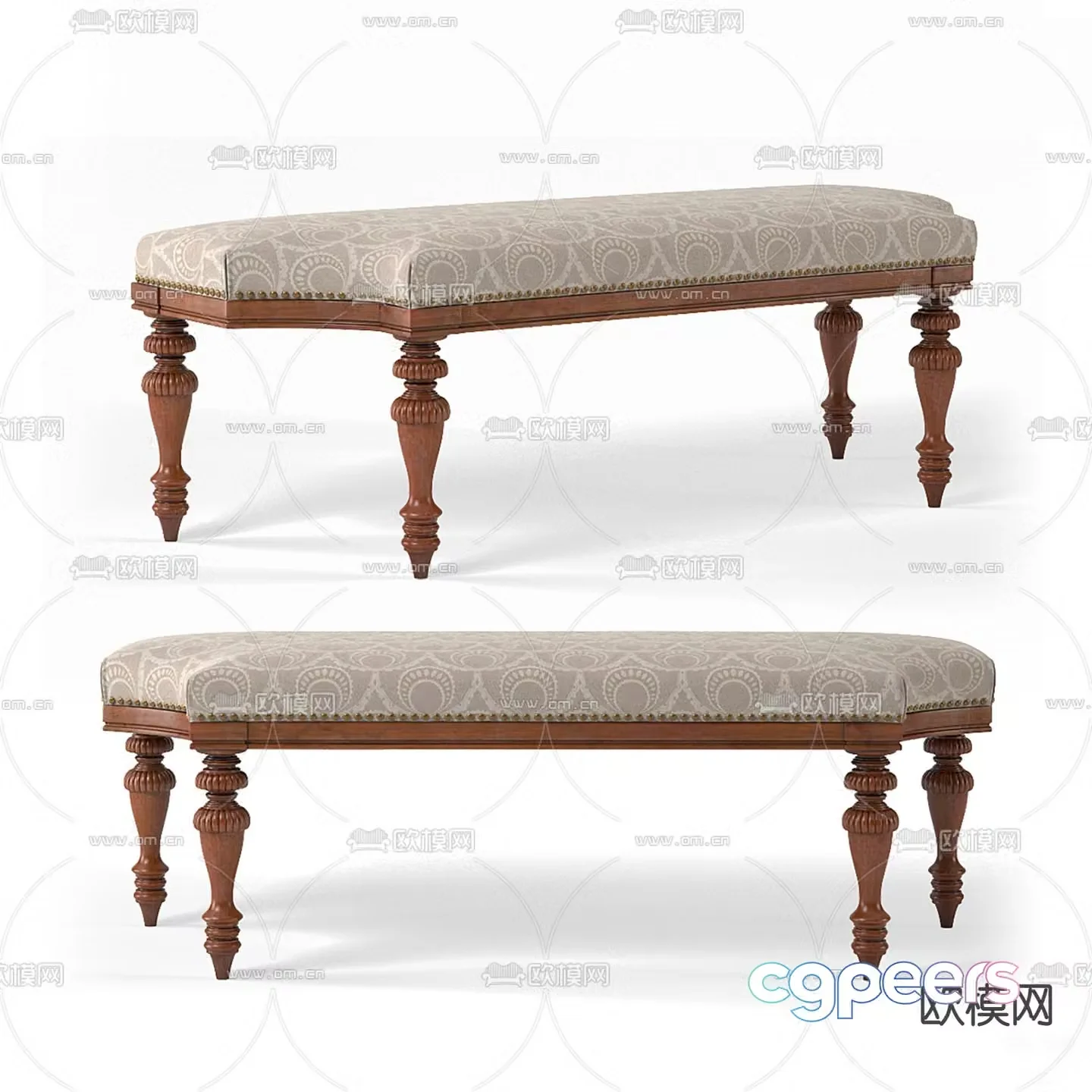 Tuxedo bench stool 3d model