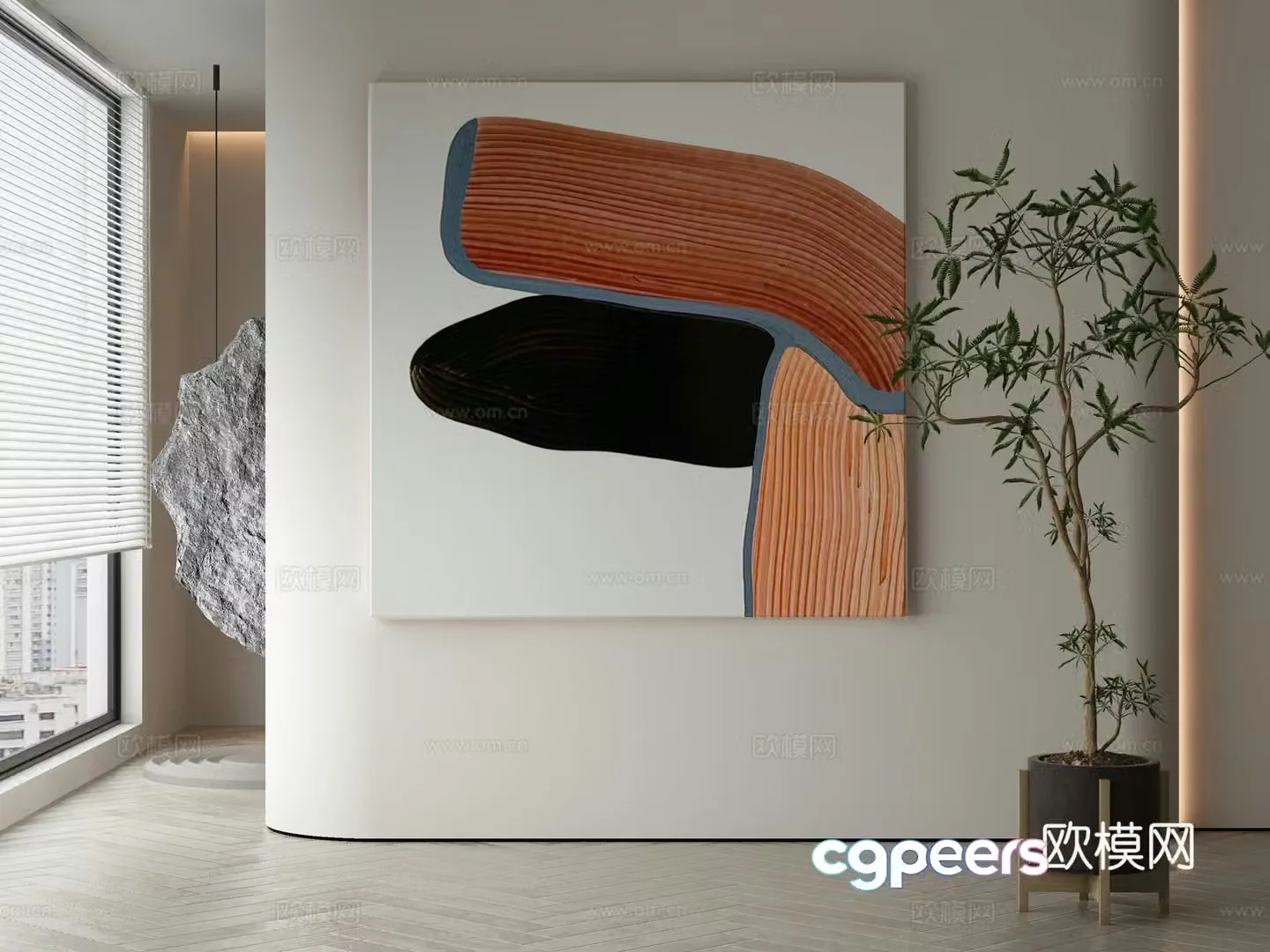 Modern Wasabi abstract hanging painting 3d model