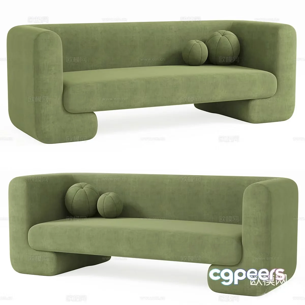 Modern Cream Style Moma Fabric Sofa 3D Model