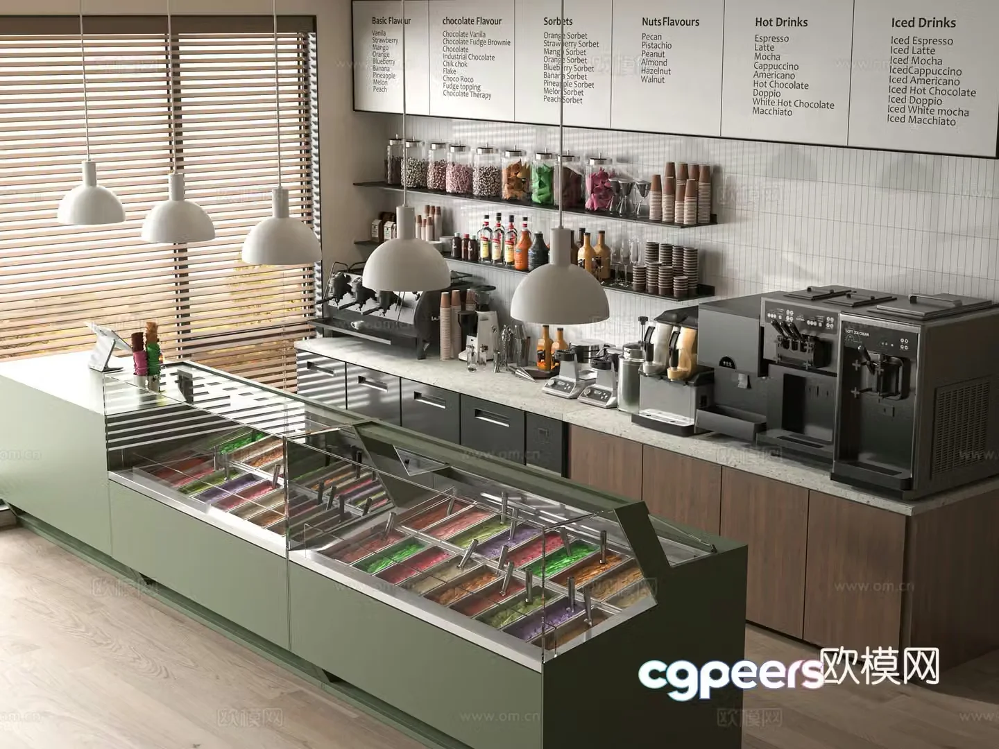 Modern ice cream shop 3d model