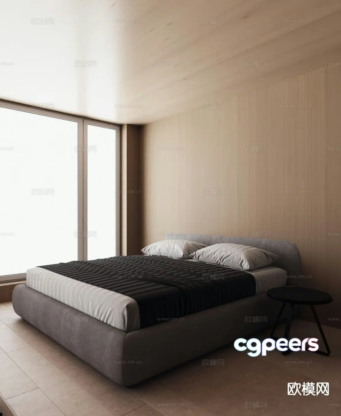Log style bedroom 3d model