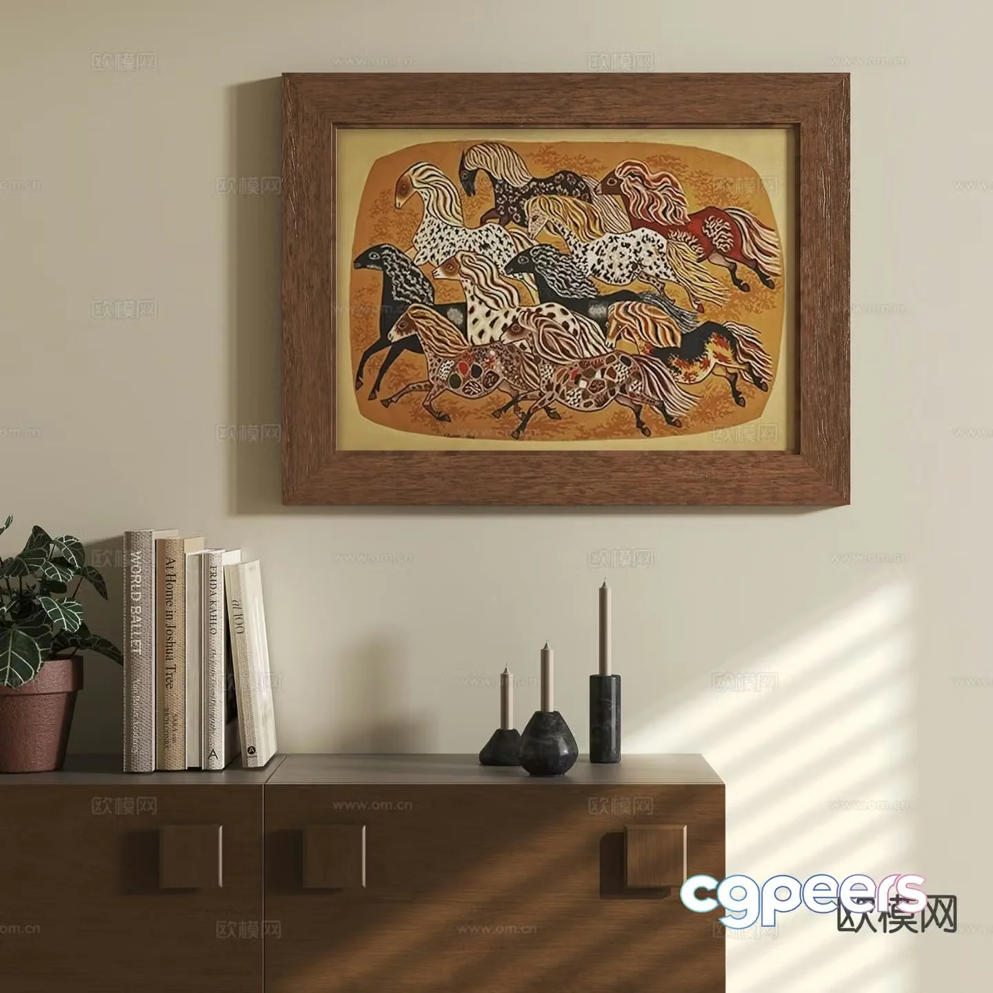 Medieval style hanging painting horse painting decorative painting 3D model