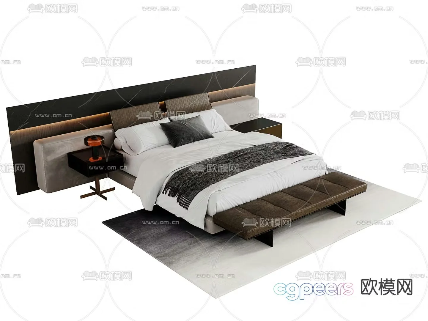 Modern double bed 3d model