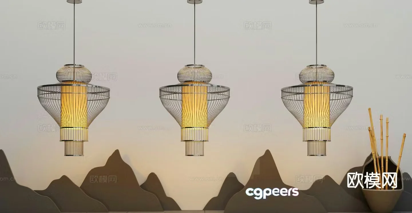 New Chinese style chandelier 3d model