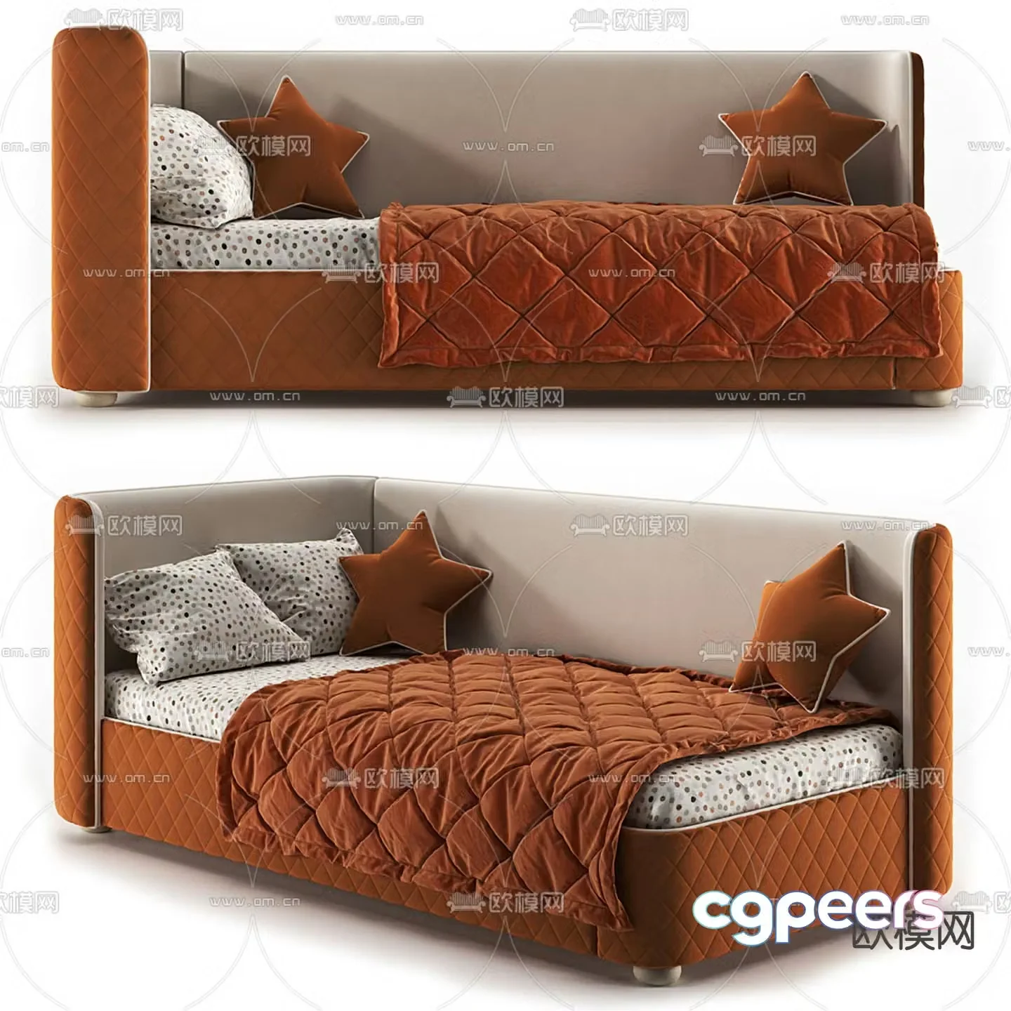 Modern single bed 3d model