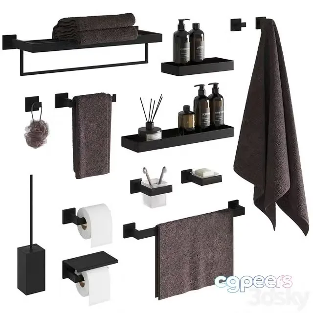 3ds Max Free – A set of bathroom accessories in modern black