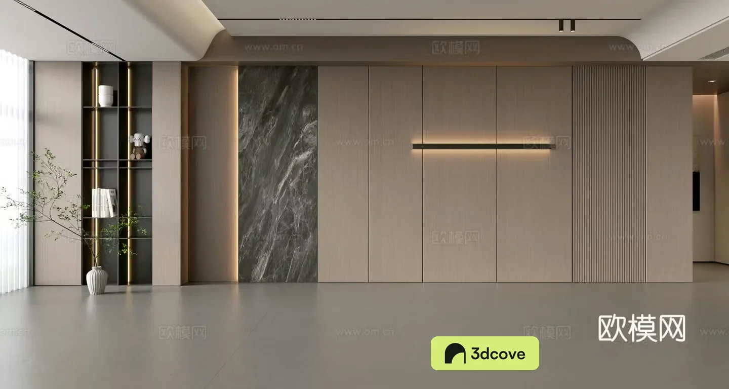 Modern simple sofa background wall modern ornament balcony cabinet living room cabinet wood veneer background wall
