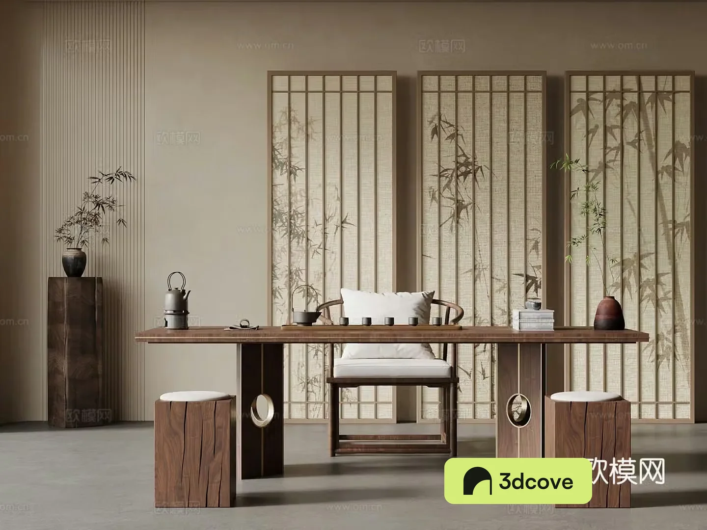 New Chinese Tea Room Tea Table and Chair Screen Partition