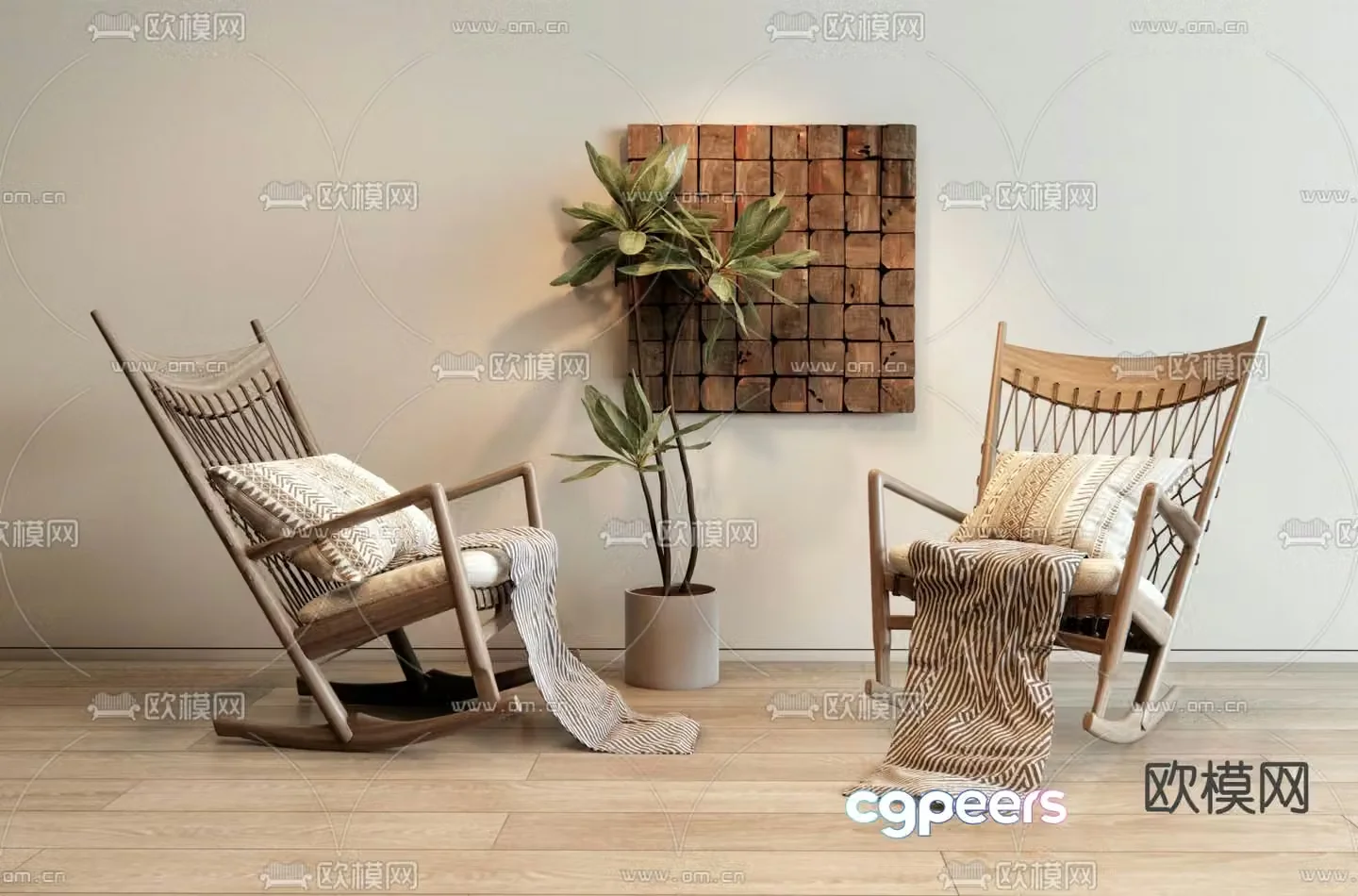 Wabi-sabi style leisure chair rattan leisure chair 3D model