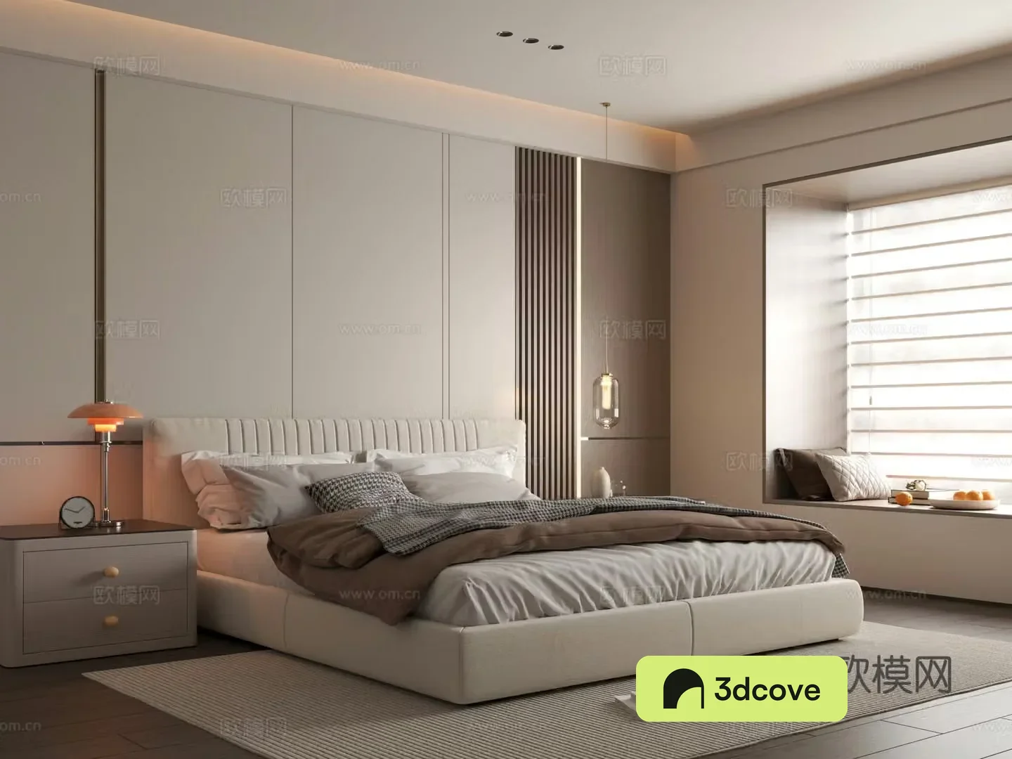 Modern bedroom Simple bedroom Bedding combination Bedroom background wall