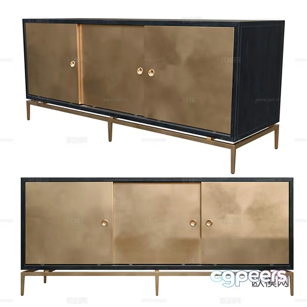 Light luxury TV cabinet low cabinet finished cabinet 3D model