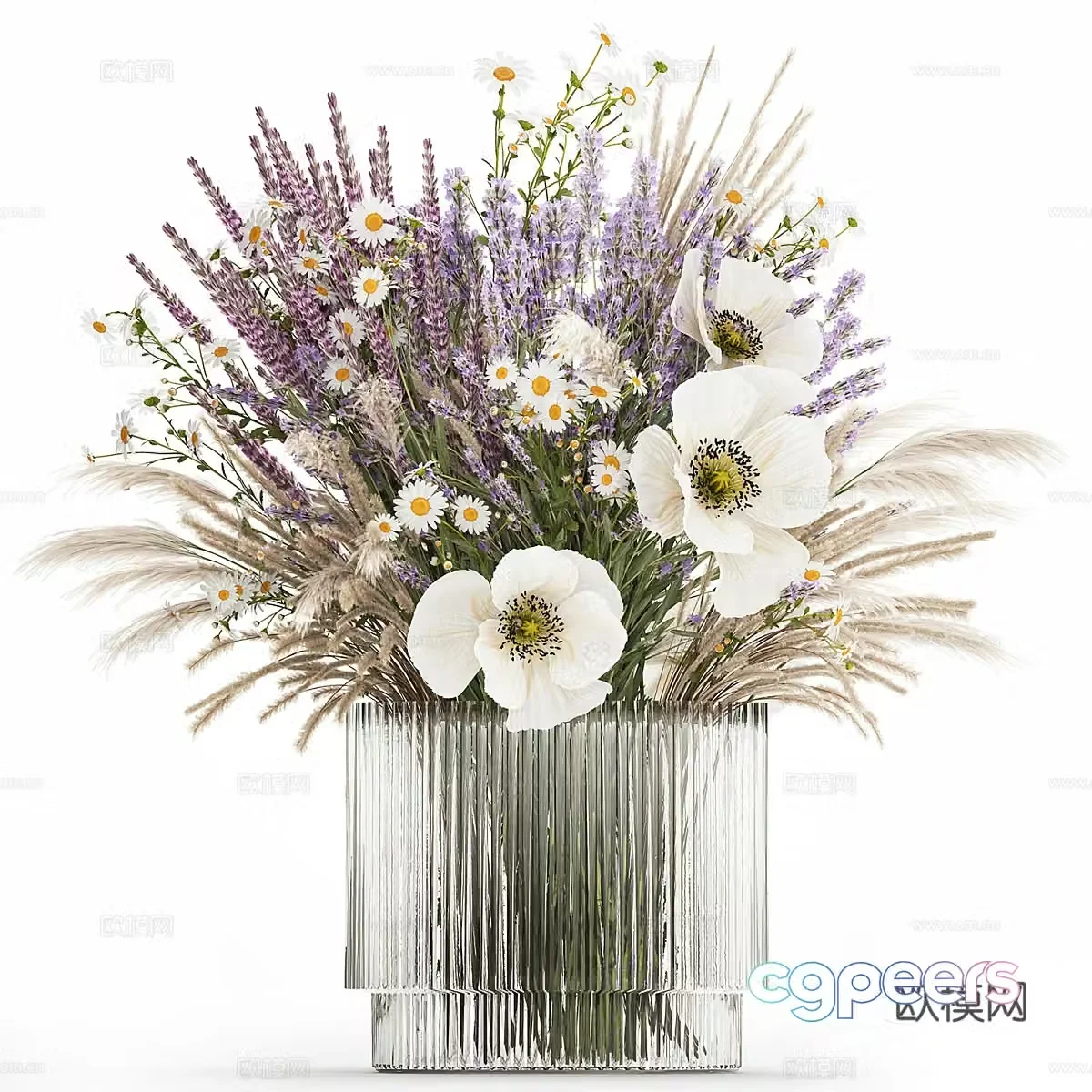 Modern lavender vase flower art 3d model