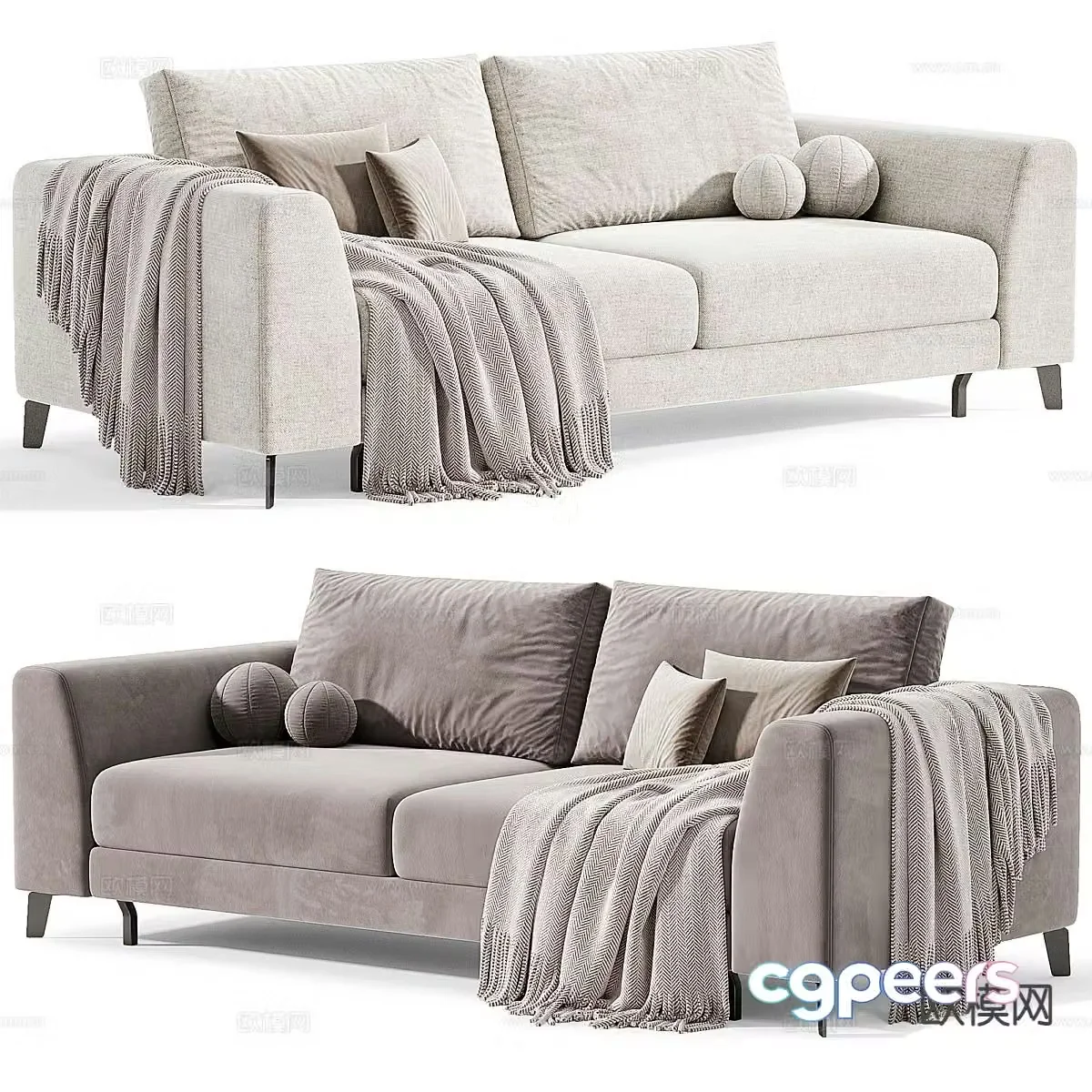 Italian double sofa 3d model