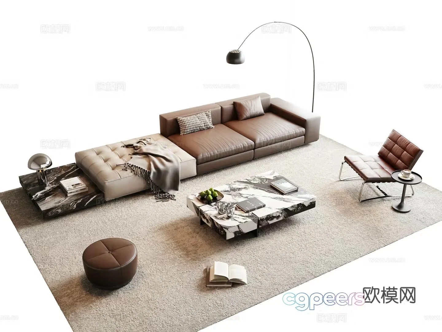 Modern Italian sofa combination 3D model