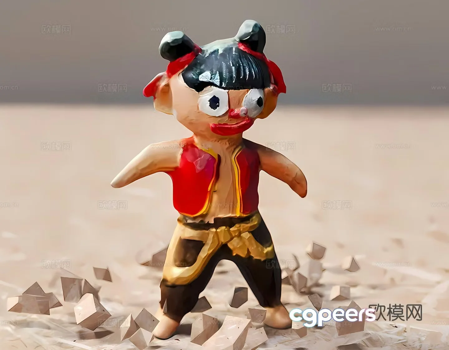 Modern sculpture ornaments Nezha Nezha: Devil Child Trouble Sea Nezha Figure 3D Model