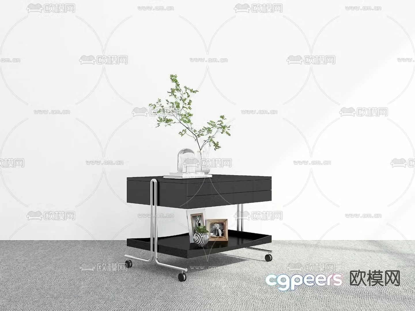 Movable bedside table Movable corner table 3D model