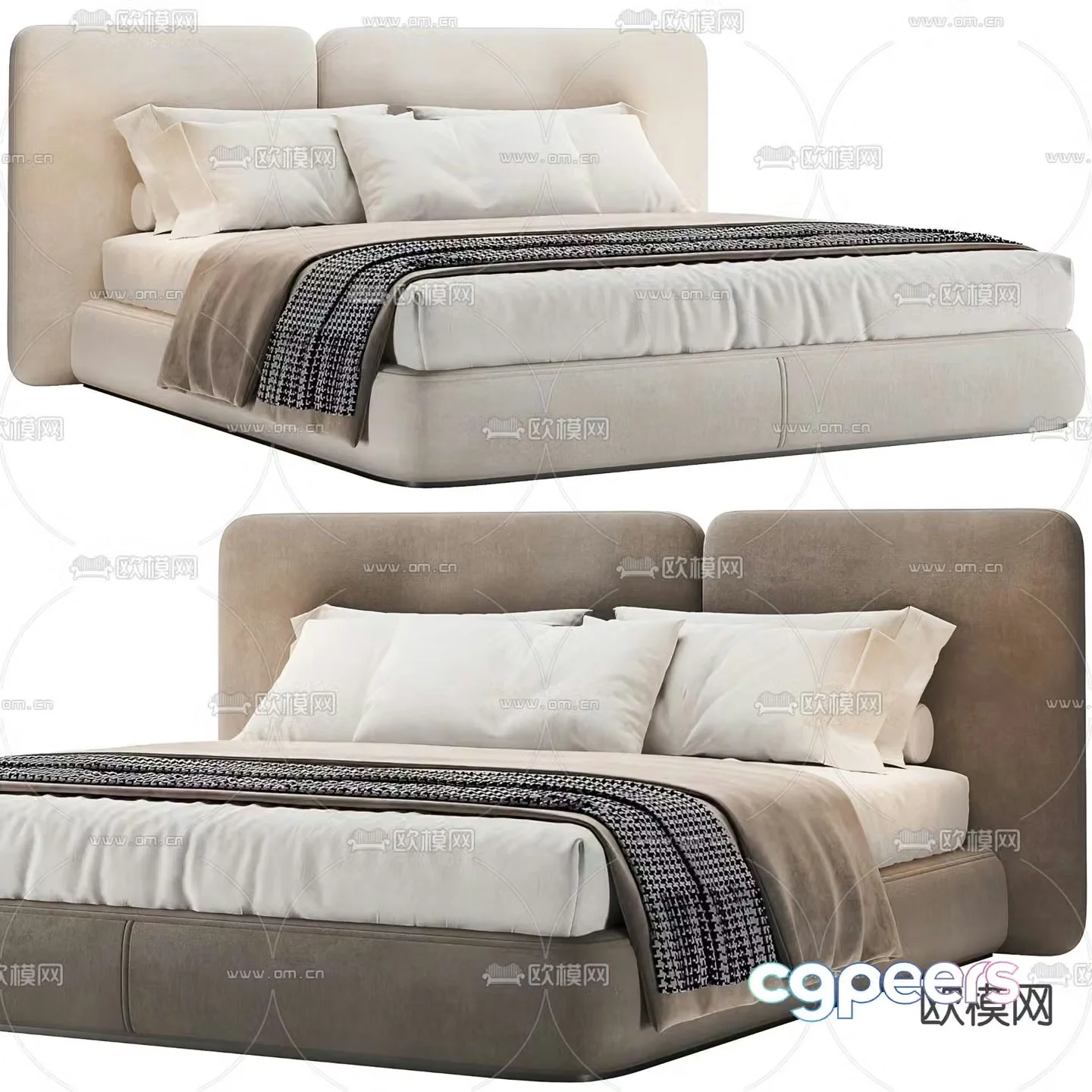 Modern double bed 3d model
