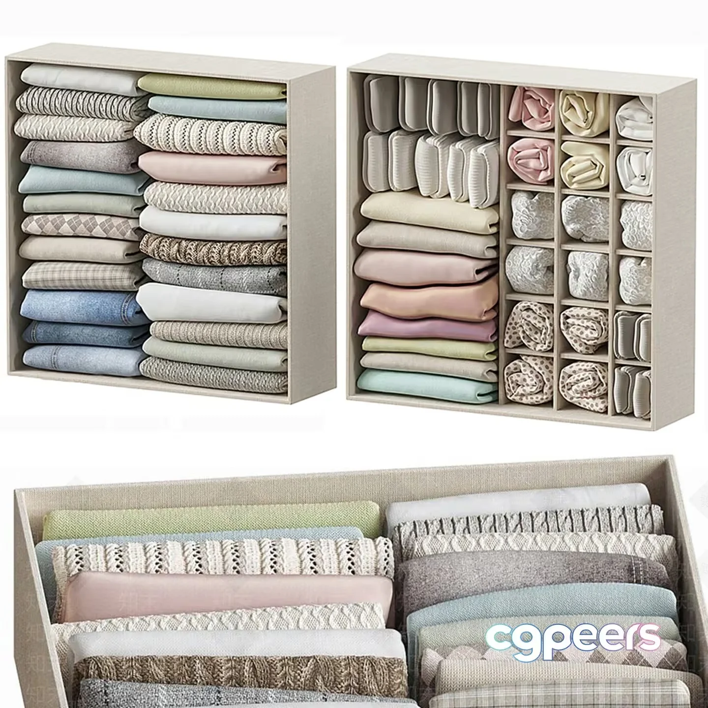 Organized Linen Storage 3D Model – 1155 – CORONA Render