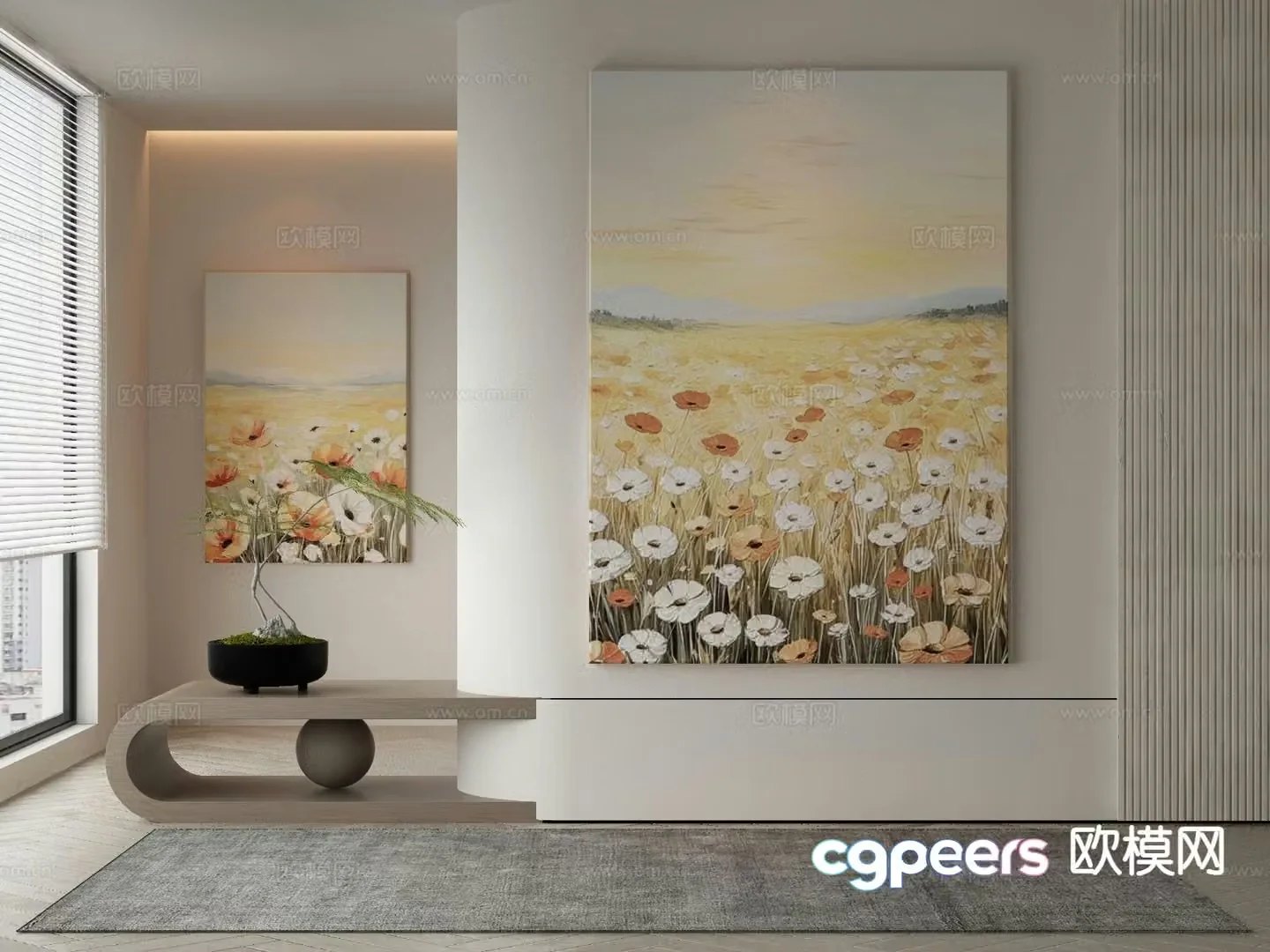 Modern decorative painting landscape oil painting 3d model