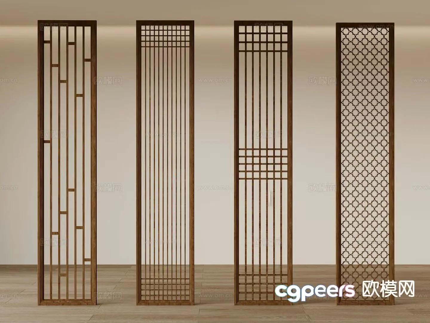 New Chinese style grille partition grille 3D model