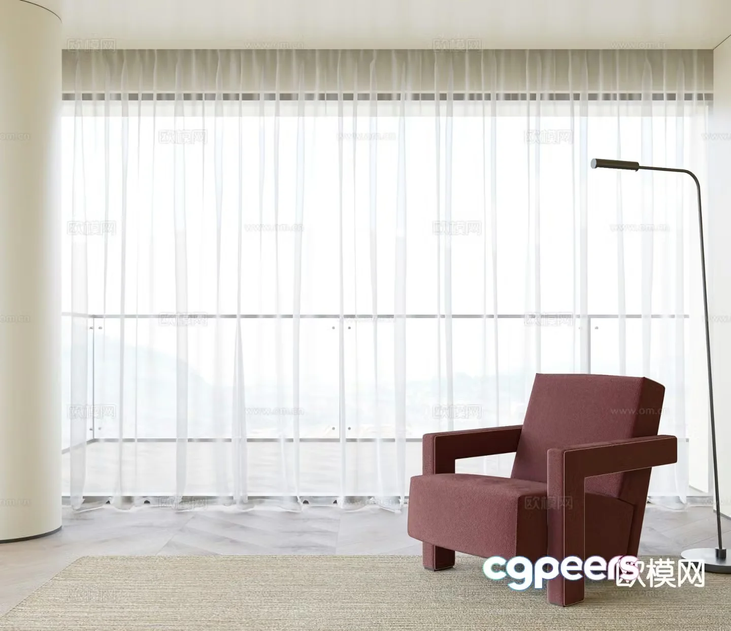 Modern Curtains Translucent Curtains 3D Model