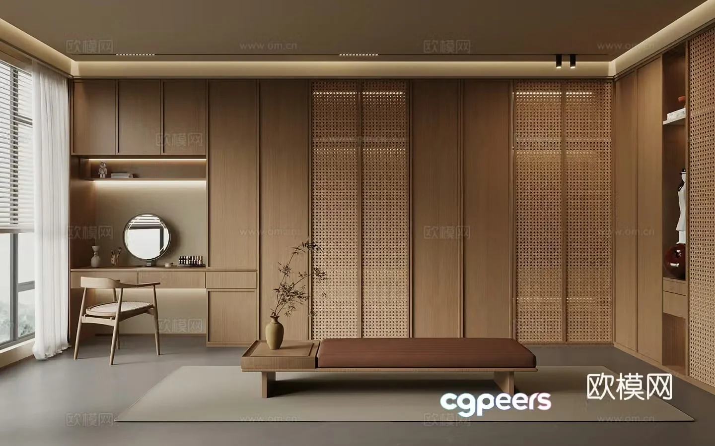 New Chinese style cloakroom wardrobe dressing table 3d model