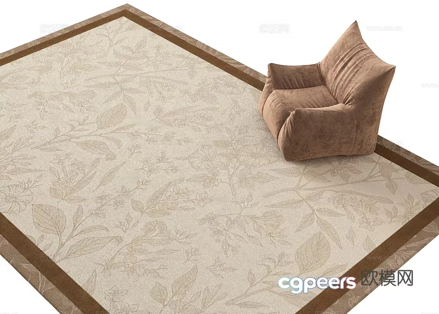 New Chinese style plant pattern living room carpet bedroom carpet tea room carpet 3d model