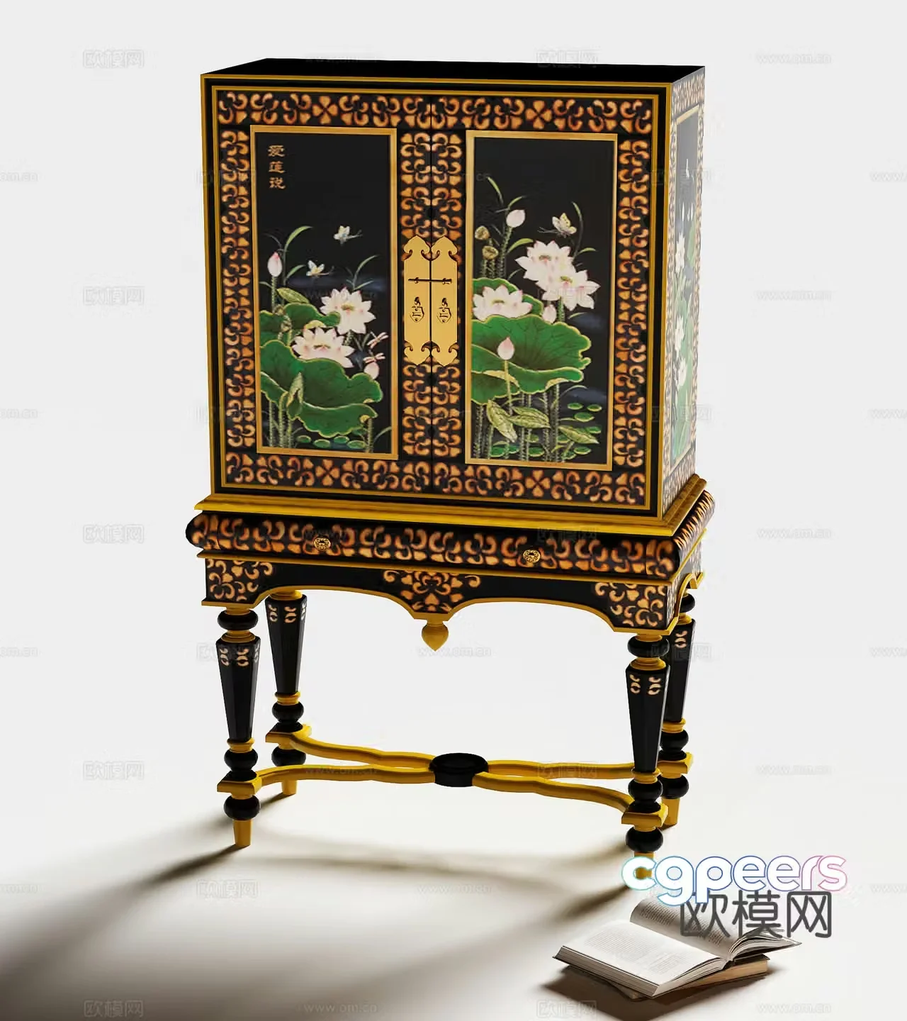New Chinese style entrance cabinet high cabinet 3D model