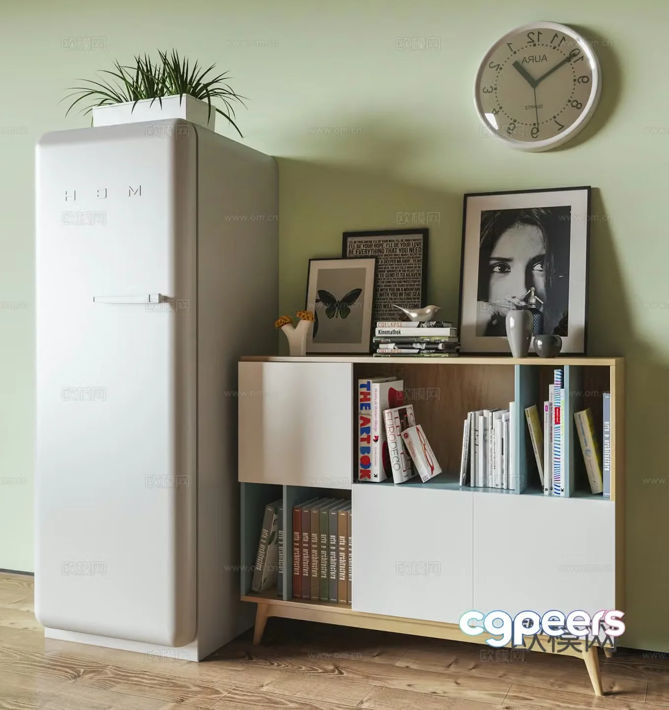 Modern Nordic side cabinet simple side cabinet porch decoration cabinet low cabinet bookcase 3D model