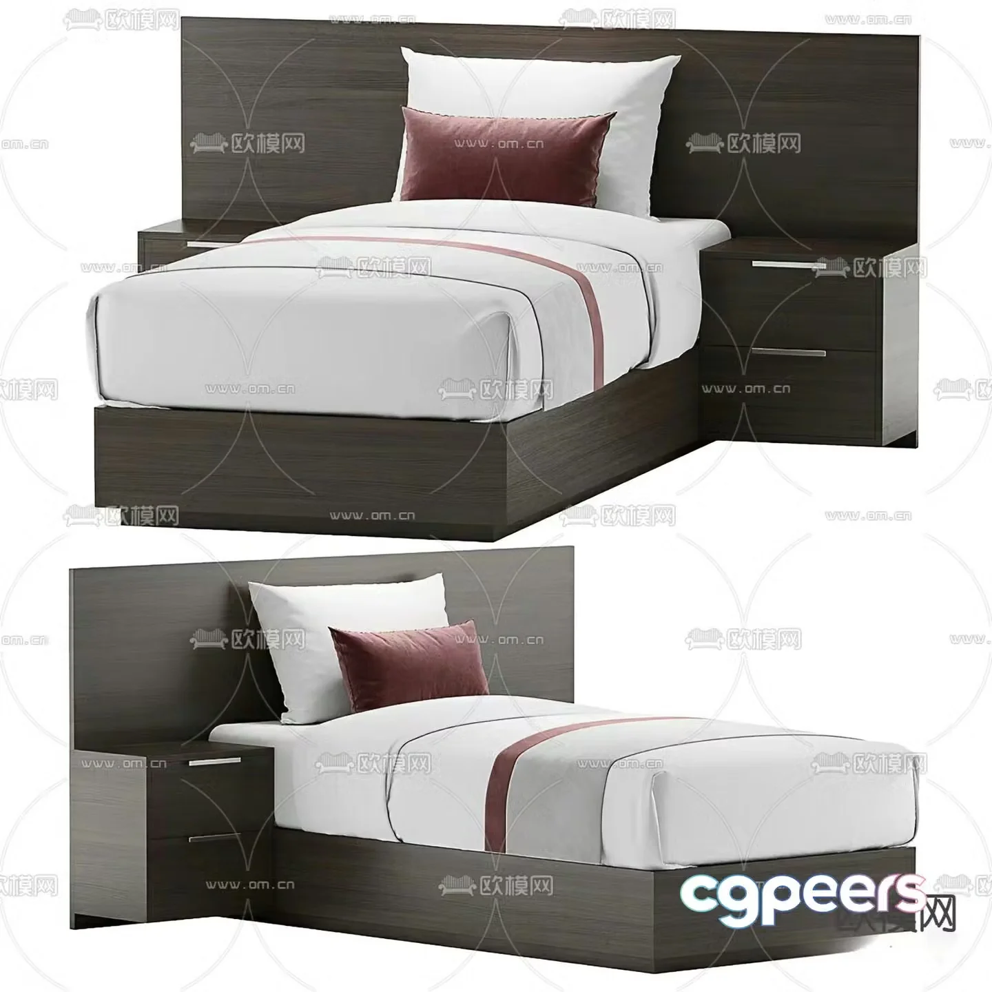 Hotel room bed 3d model