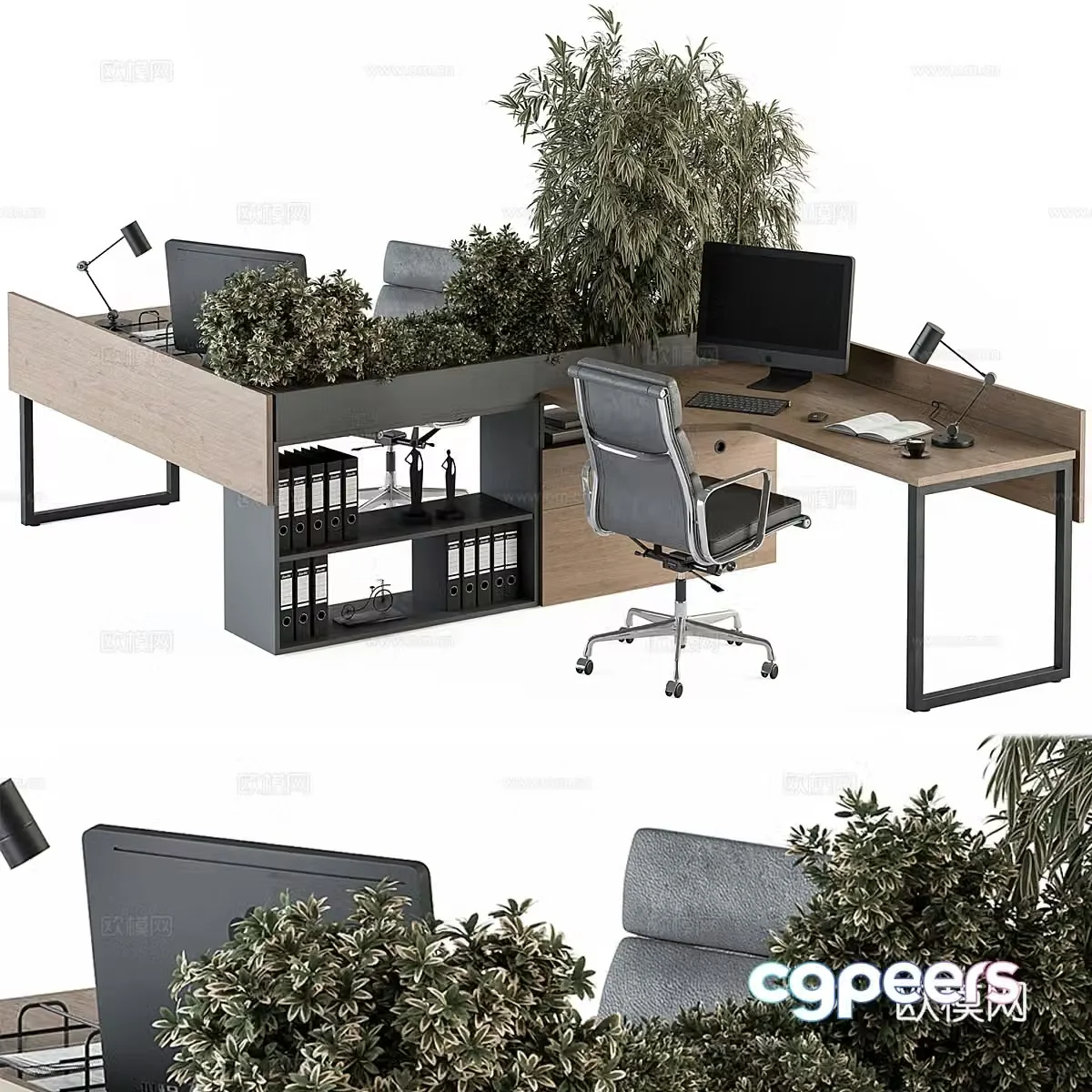 Office desk and chair combination 3D model
