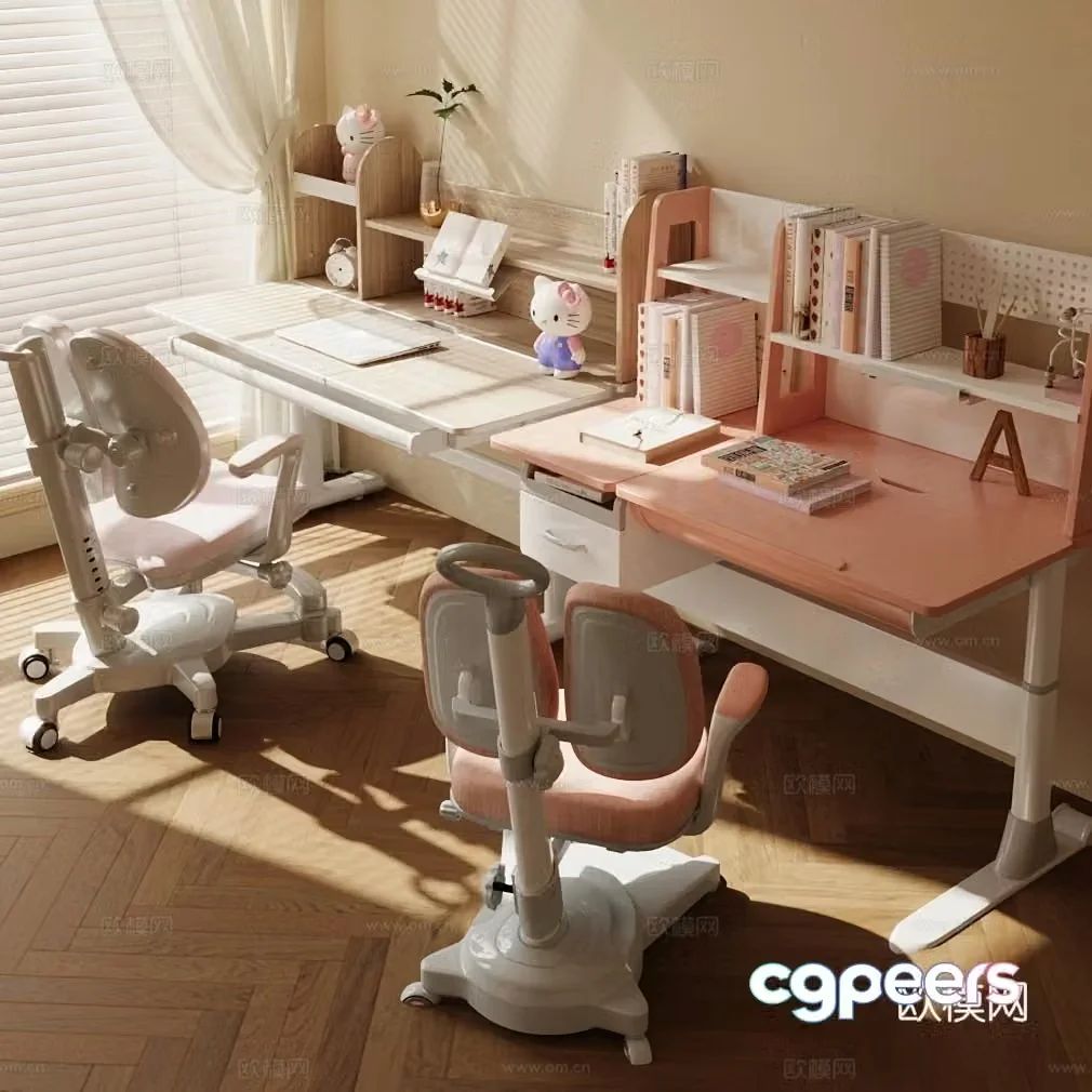 Modern children’s table and chair 3d model